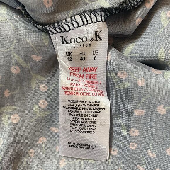 Y2K Koco & K London Sz 8 Black Poppy Gypsy Milkmaid Wench Mini Whimsigoth Dress - Picture 13 of 16